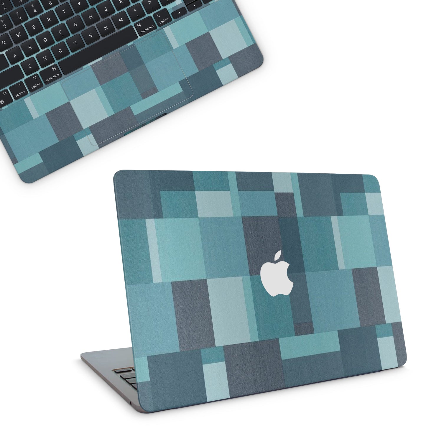 macbook skin - skin with a plaid blue geomatric pattern on macbook top