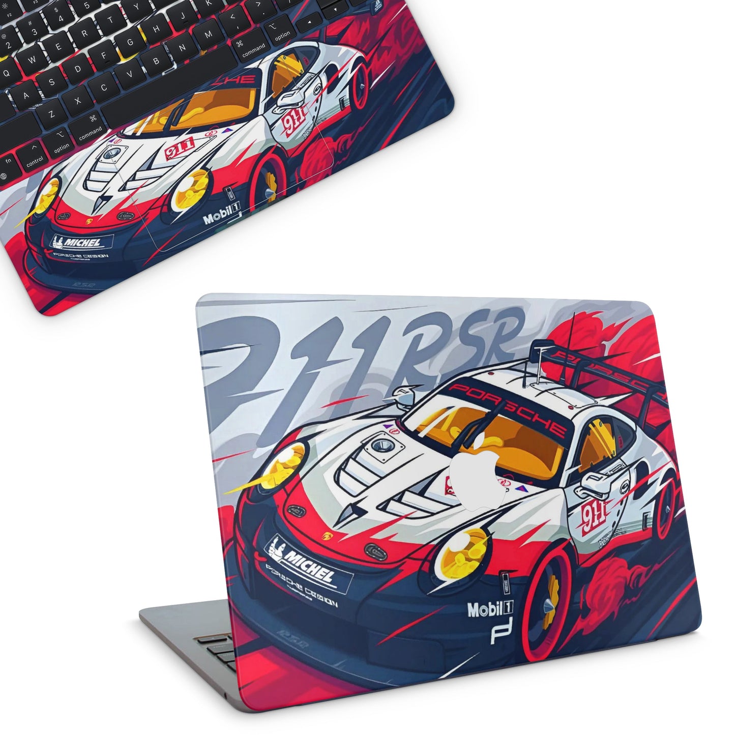 Macbook Skin with a Porsche-themed design top