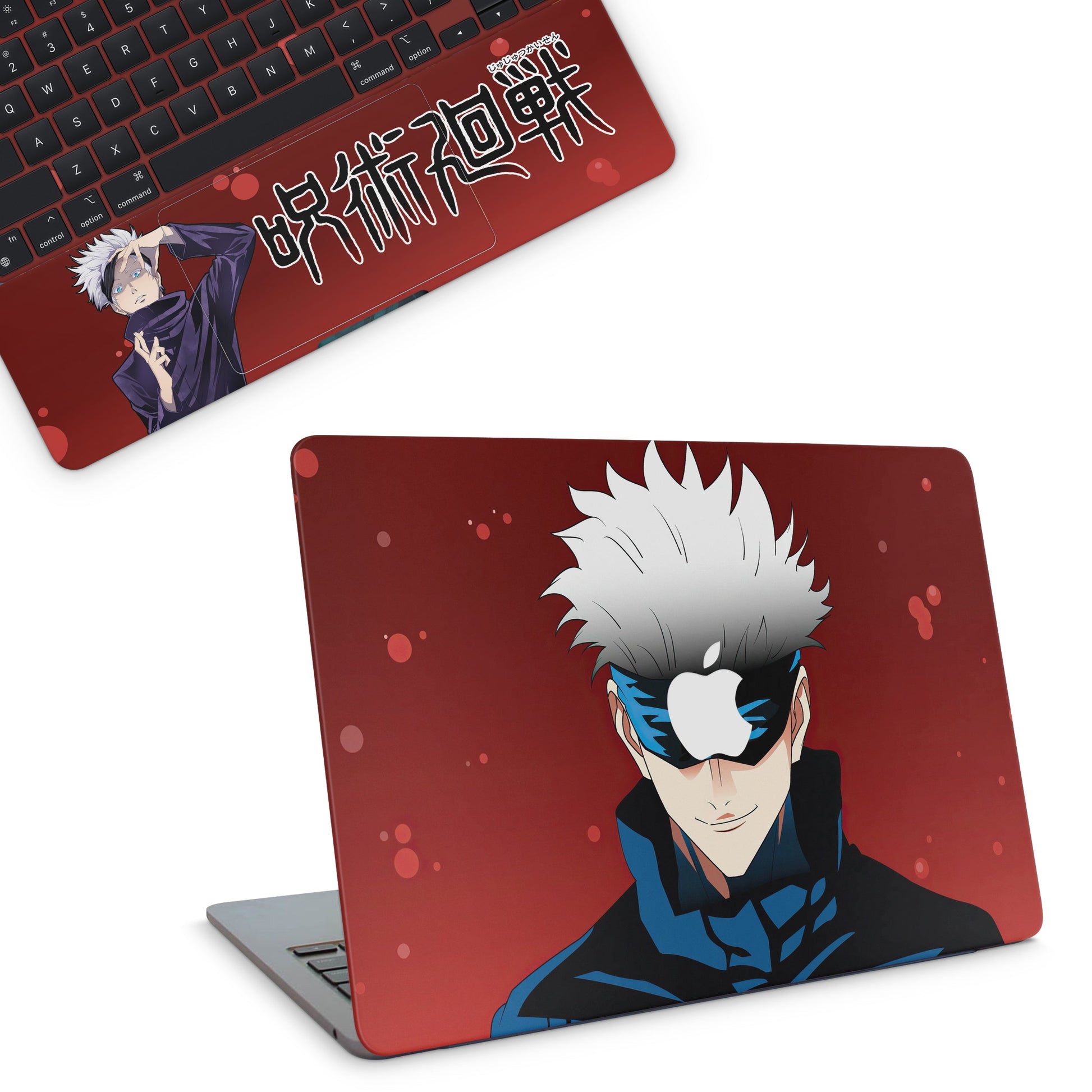 Macbook skin with jujutsu Kaisen Gojo Satoru Design on top