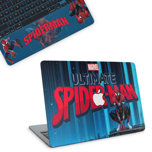 Macbook Skin with marvel spiderman design on top