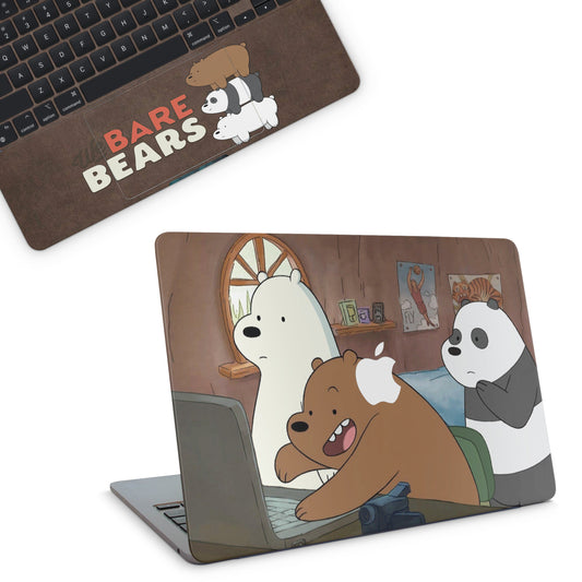 Macbook skin with we bare bear design on top