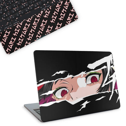 macbook skin with anime girl design on top