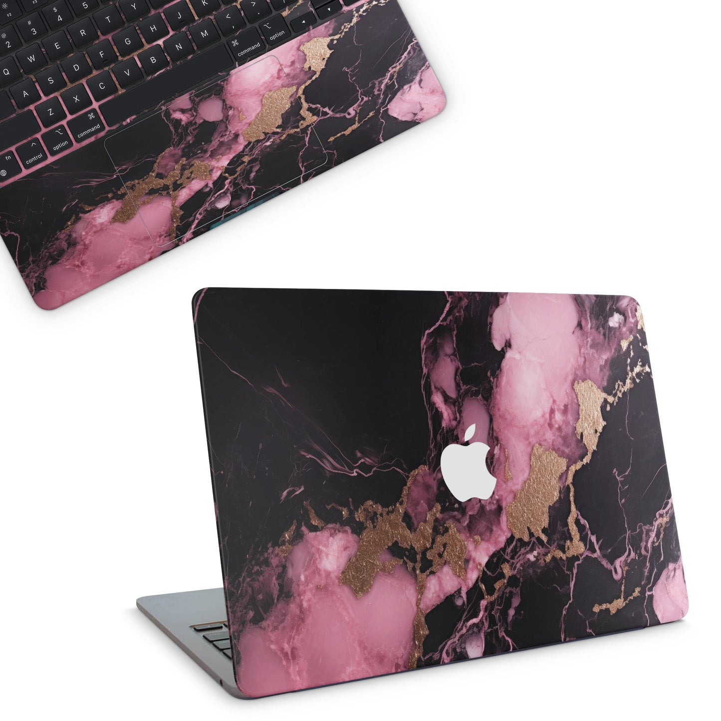 Black & Pink Marble Texture Macbook Skin
