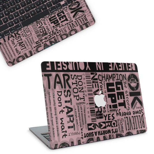 Macbook Skin - Motivational Text design on a pink background (top)