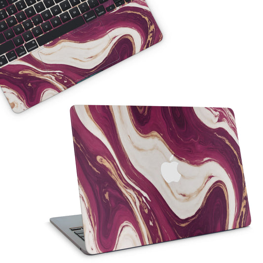 Burgundy Marble Texture Macbook Skin