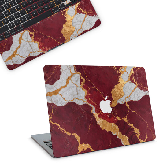 Maroon Marble Textured Macbook Skin