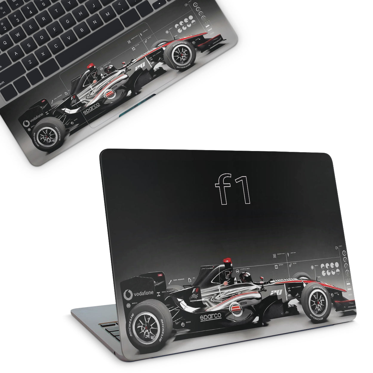 Laptop Skin with F1 Formula 1 car design on top