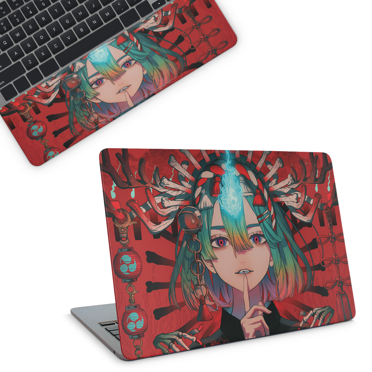 Laptop skin with anime girl design on top