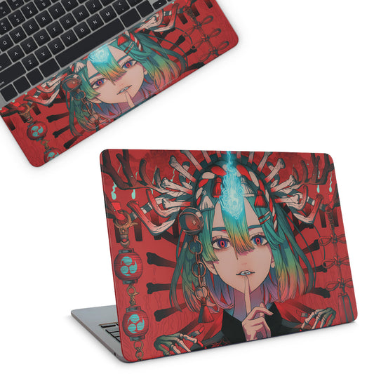 Laptop skin with anime girl design on top