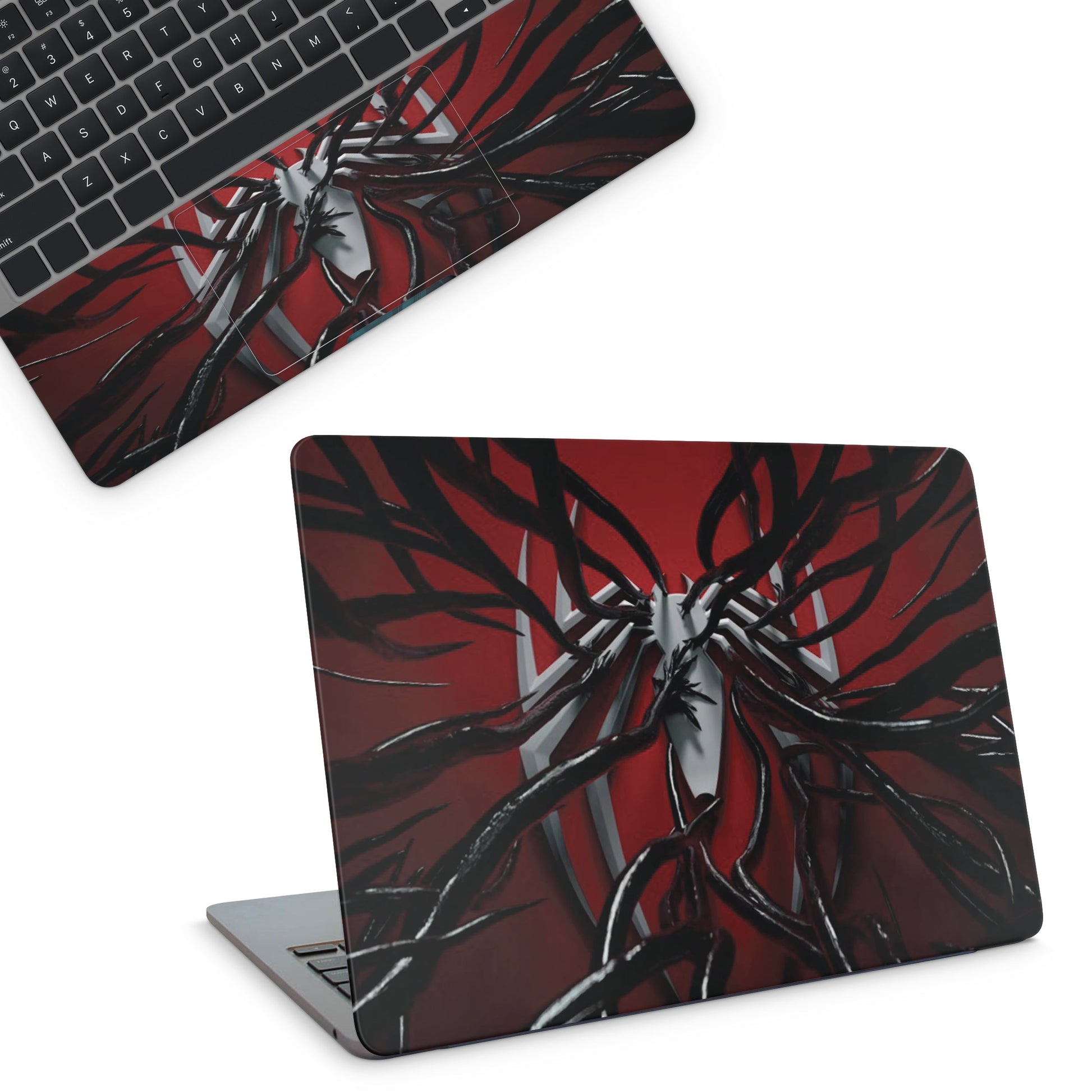 laptop skins with spiderman x venom design