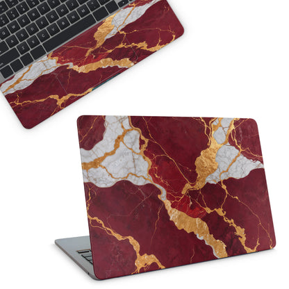laptop skin with red marble texture 