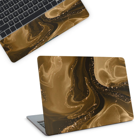 Golden Marble Textured Laptop Skin top