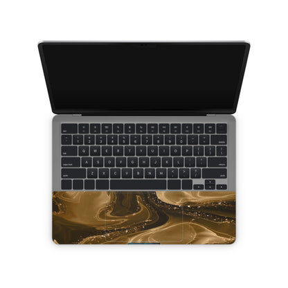 Golden Marble Textured Laptop Skin inside