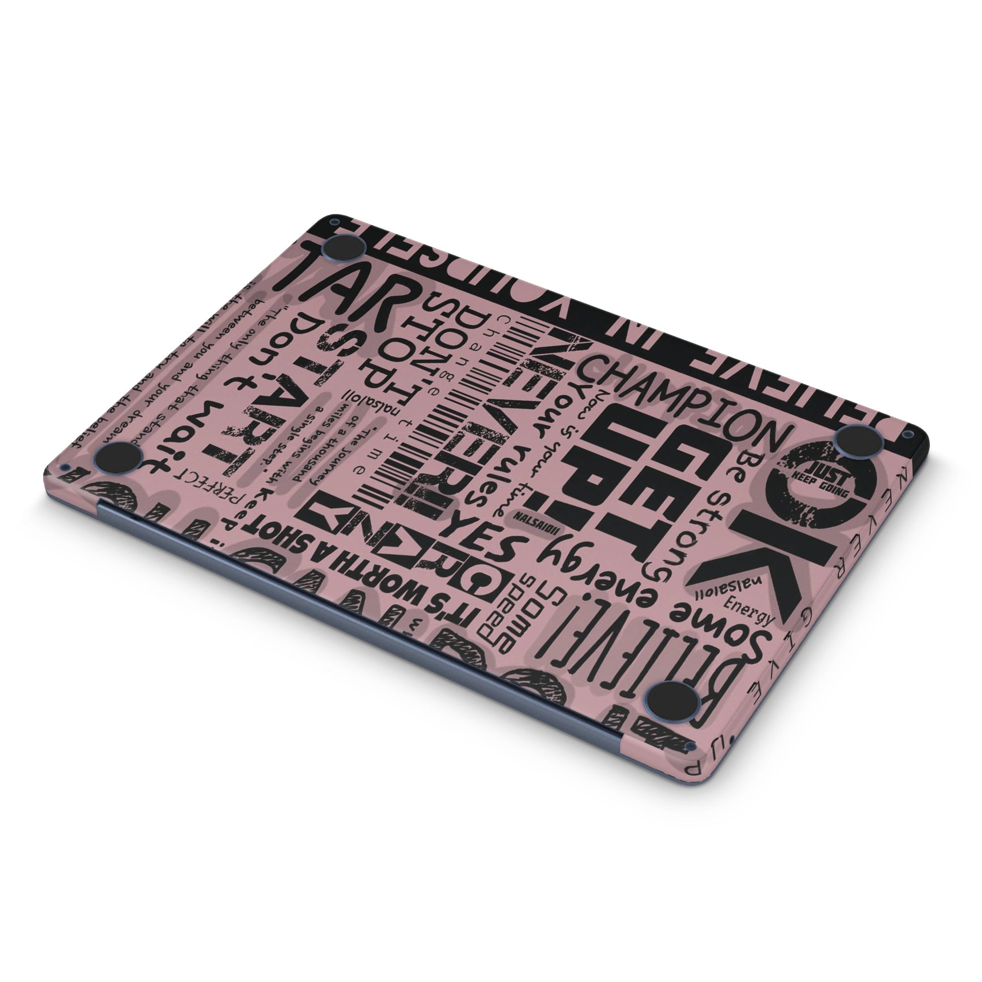 Macbook Skin - Motivational Text design on a pink background (bottom)