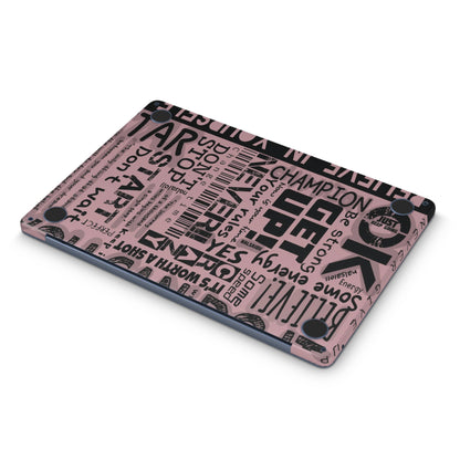 Macbook Skin - Motivational Text design on a pink background (bottom)
