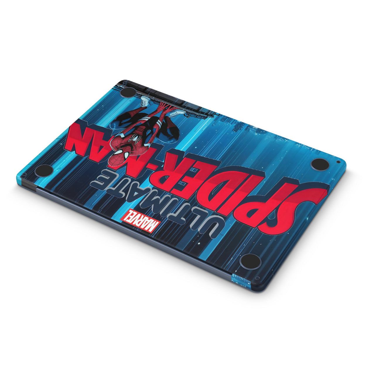Macbook Skin with marvel spiderman design on bottom