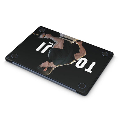 Macbook skin with jujustu kaisen toji fushiguro design on bottom