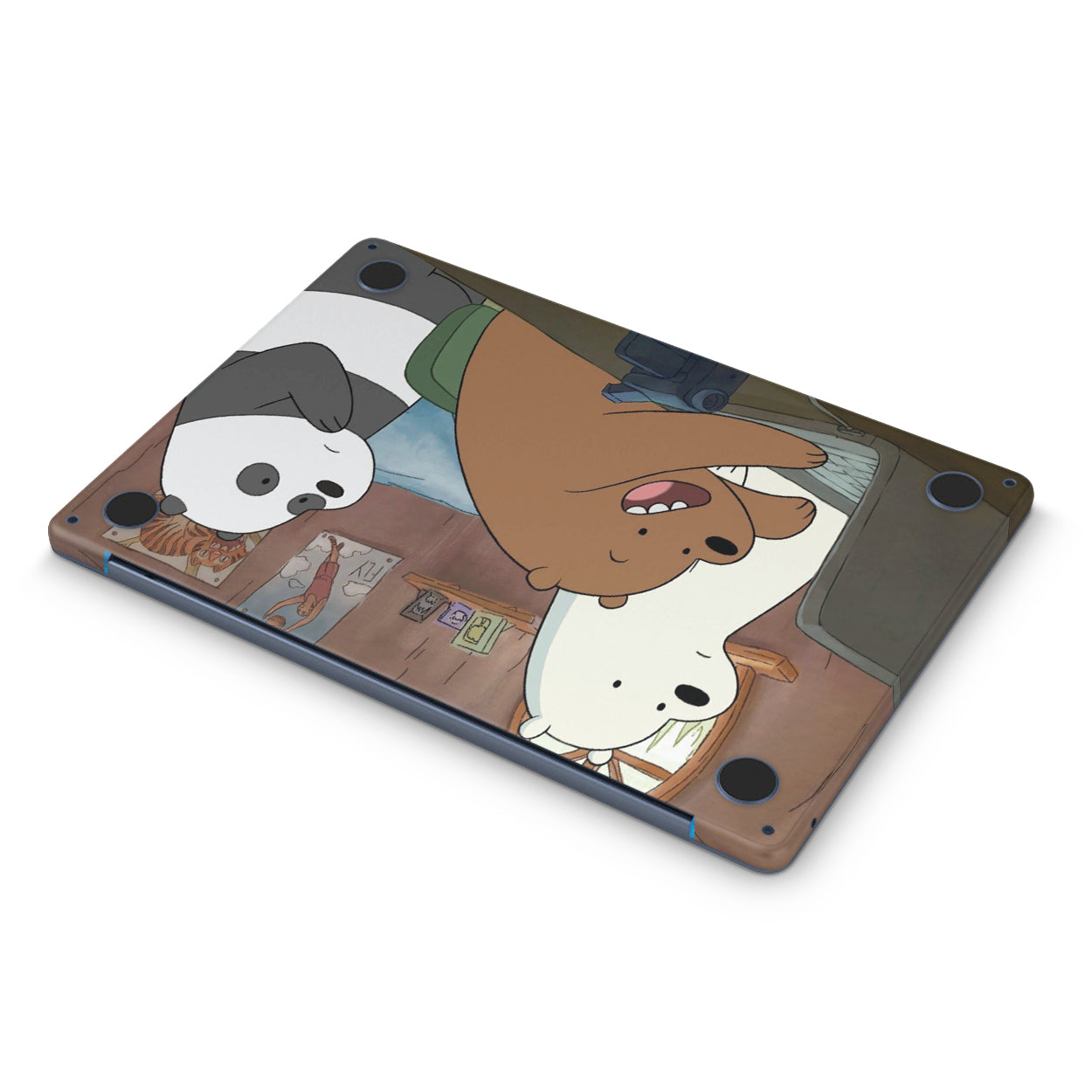 Macbook skin with we bare bear design on bottom