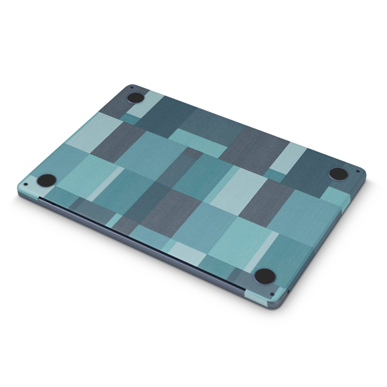 macbook skin - skin with a plaid blue geomatric pattern on macbook bottom