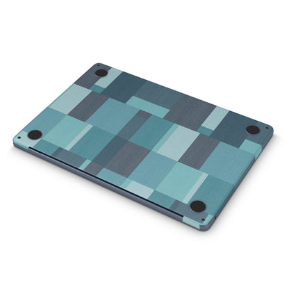 macbook skin - skin with a plaid blue geomatric pattern on macbook bottom