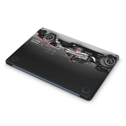 Macbook skin with formula 1 car design on bottom