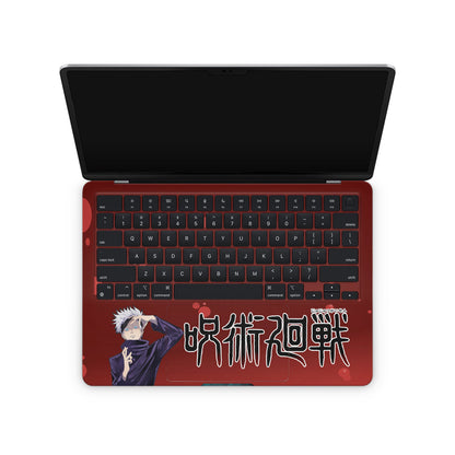 Macbook skin with jujutsu Kaisen Gojo Satoru Design on keyboard