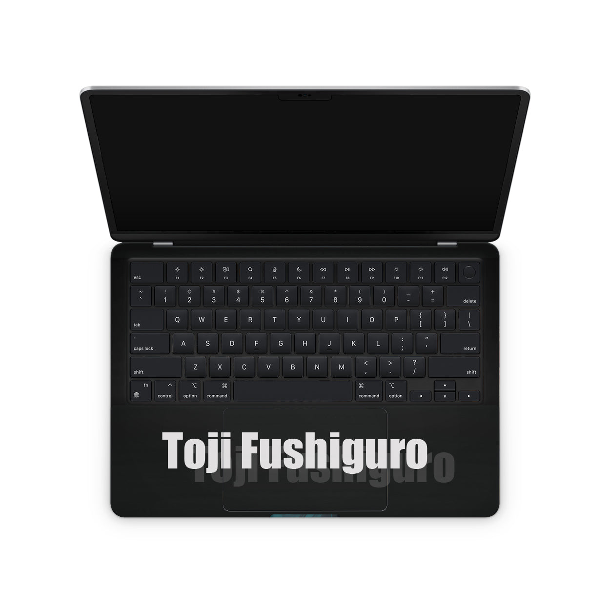 Macbook skin with jujustu kaisen toji fushiguro design on keyboard