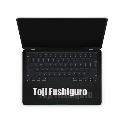 Macbook skin with jujustu kaisen toji fushiguro design on keyboard