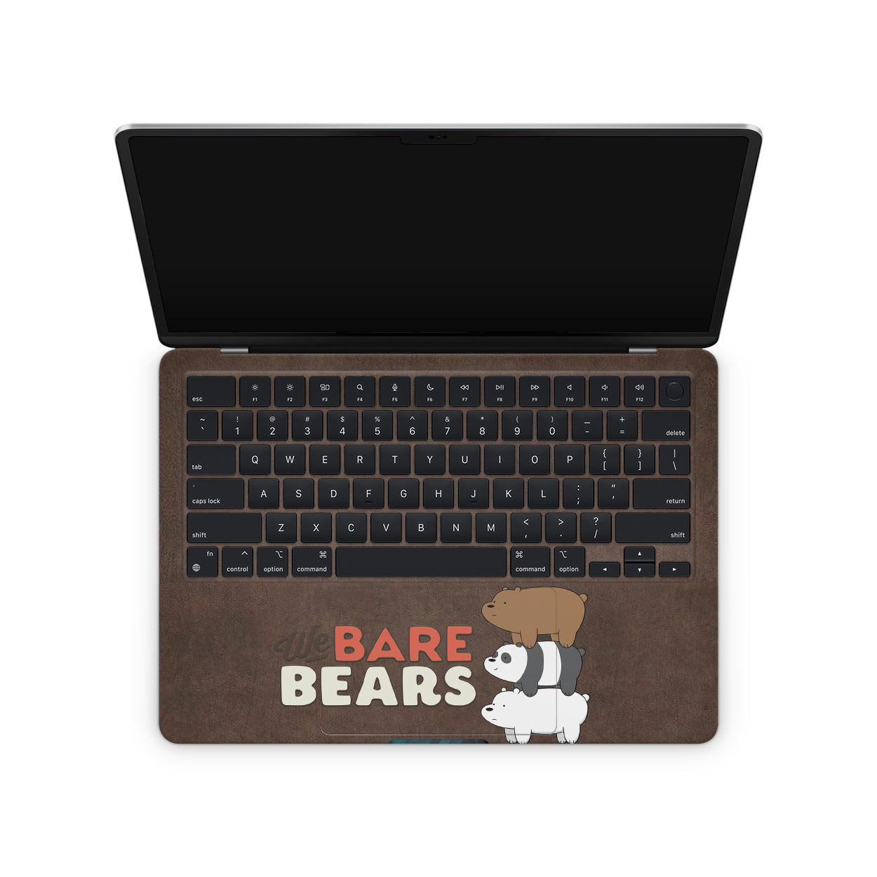 Macbook skin with we bare bear design on keyboard