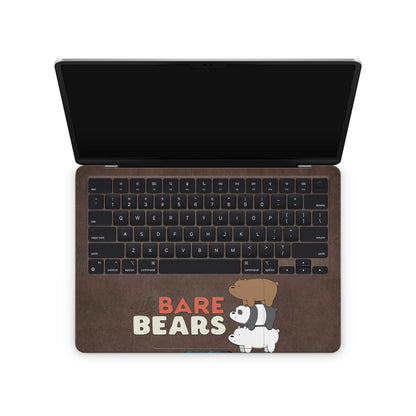 Macbook skin with we bare bear design on keyboard