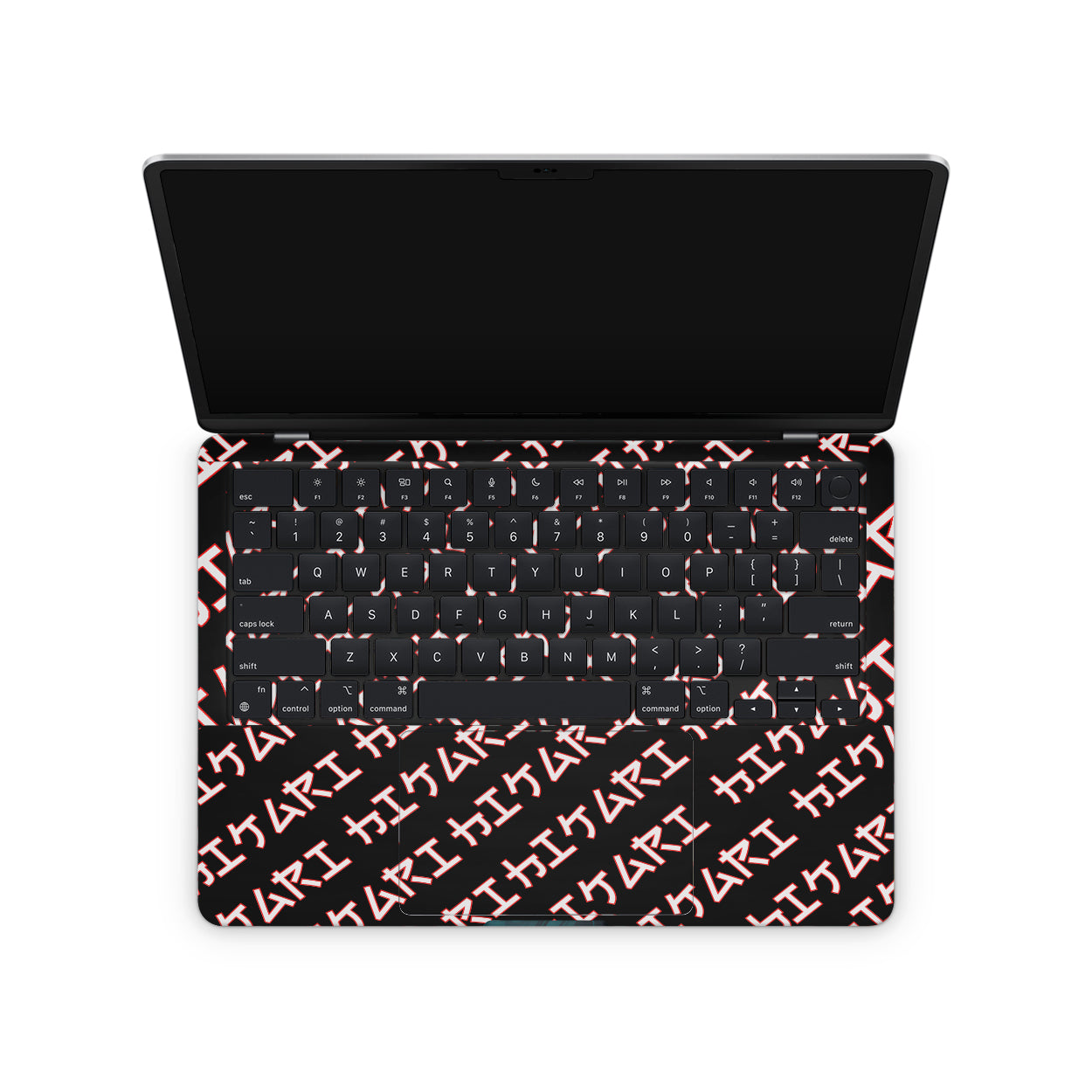 macbook skin with anime girl design on keyboard