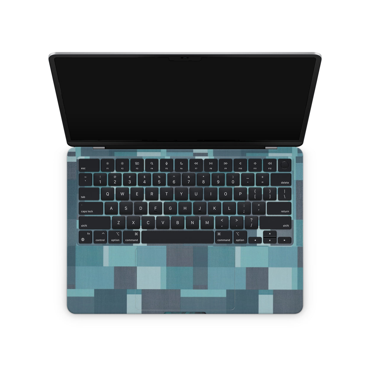 macbook skin - skin with a plaid blue geomatric pattern on macbook keyboard