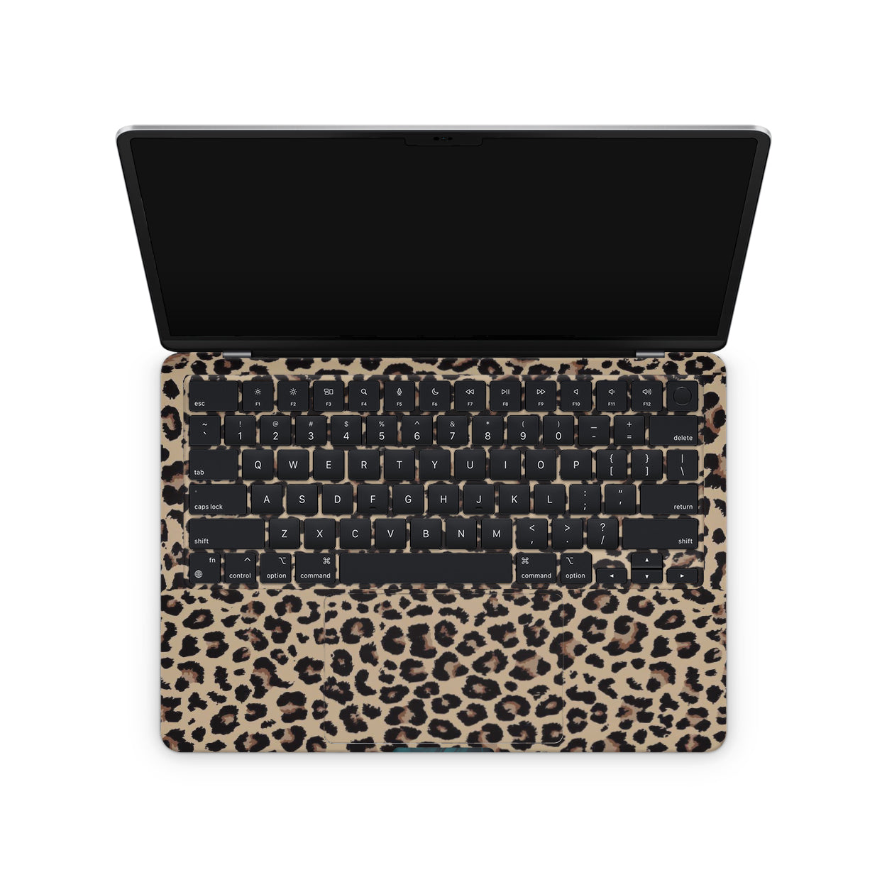 macbook skin with aesthetic leopard print on keyboard
