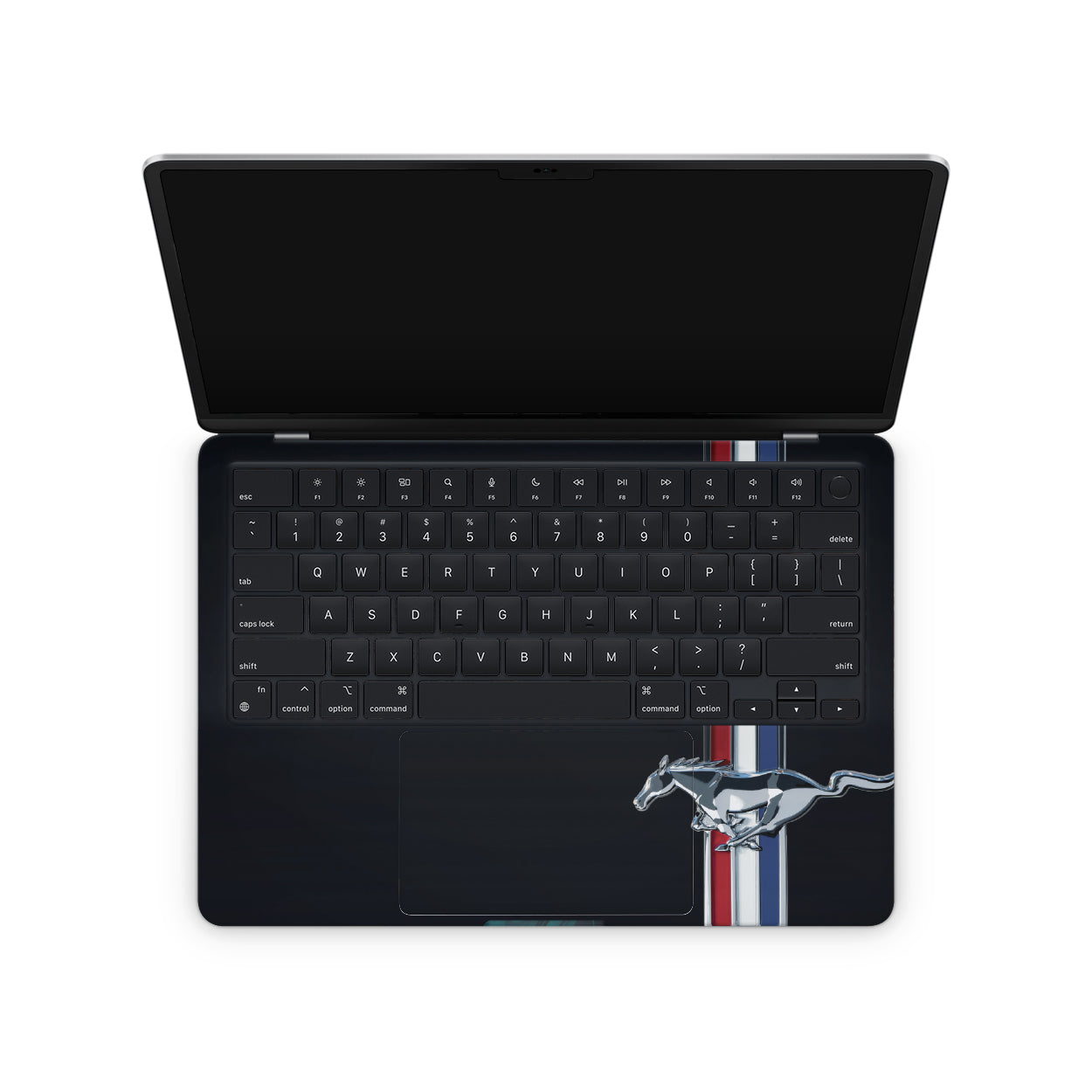 red mustang car macbook skin mustang logo on keyboard