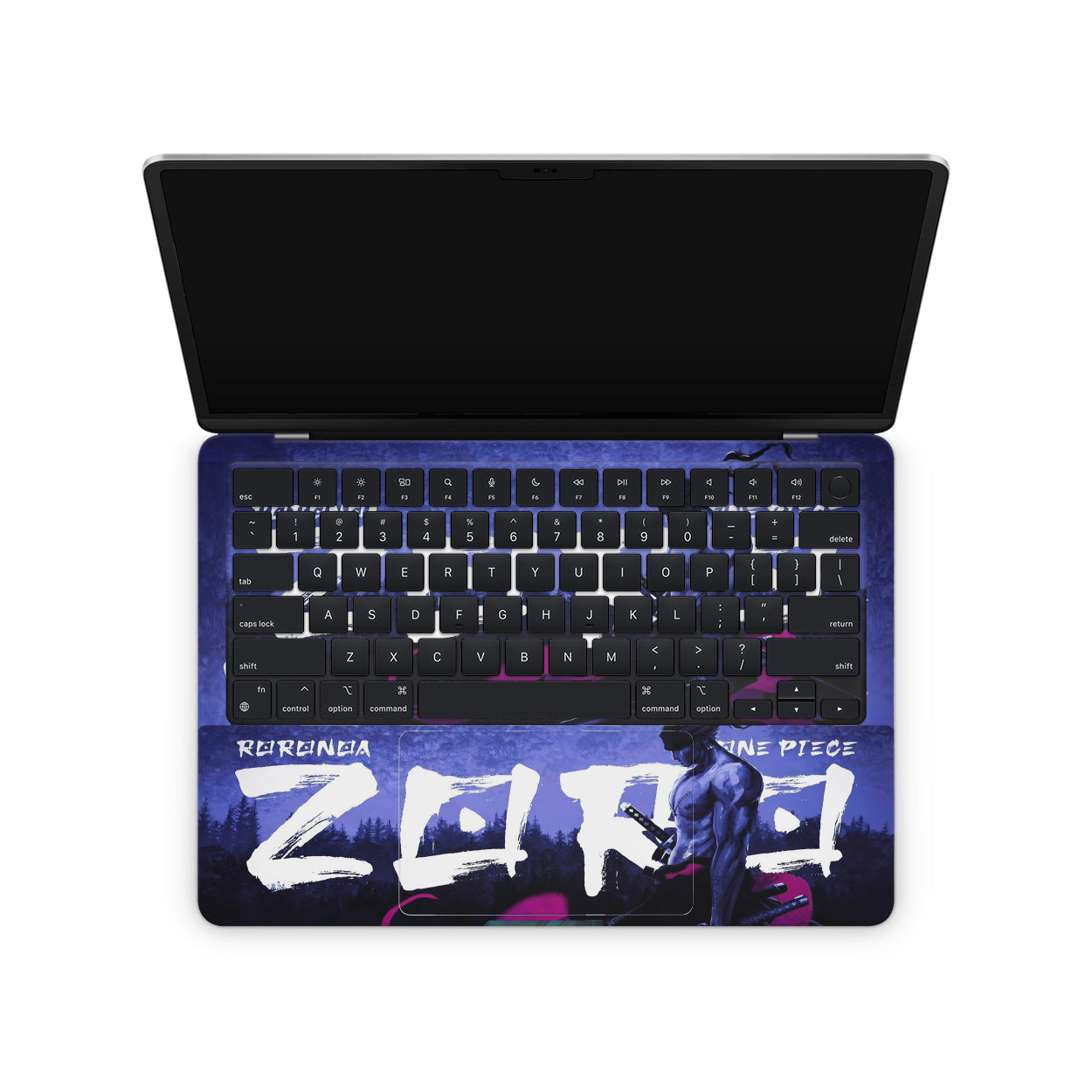 macbook skin one piece zoro design on keyboard