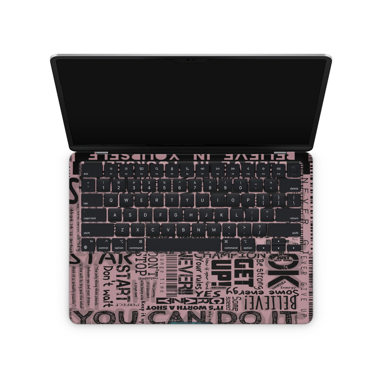 Macbook Skin - Motivational Text design on a pink background (inside)