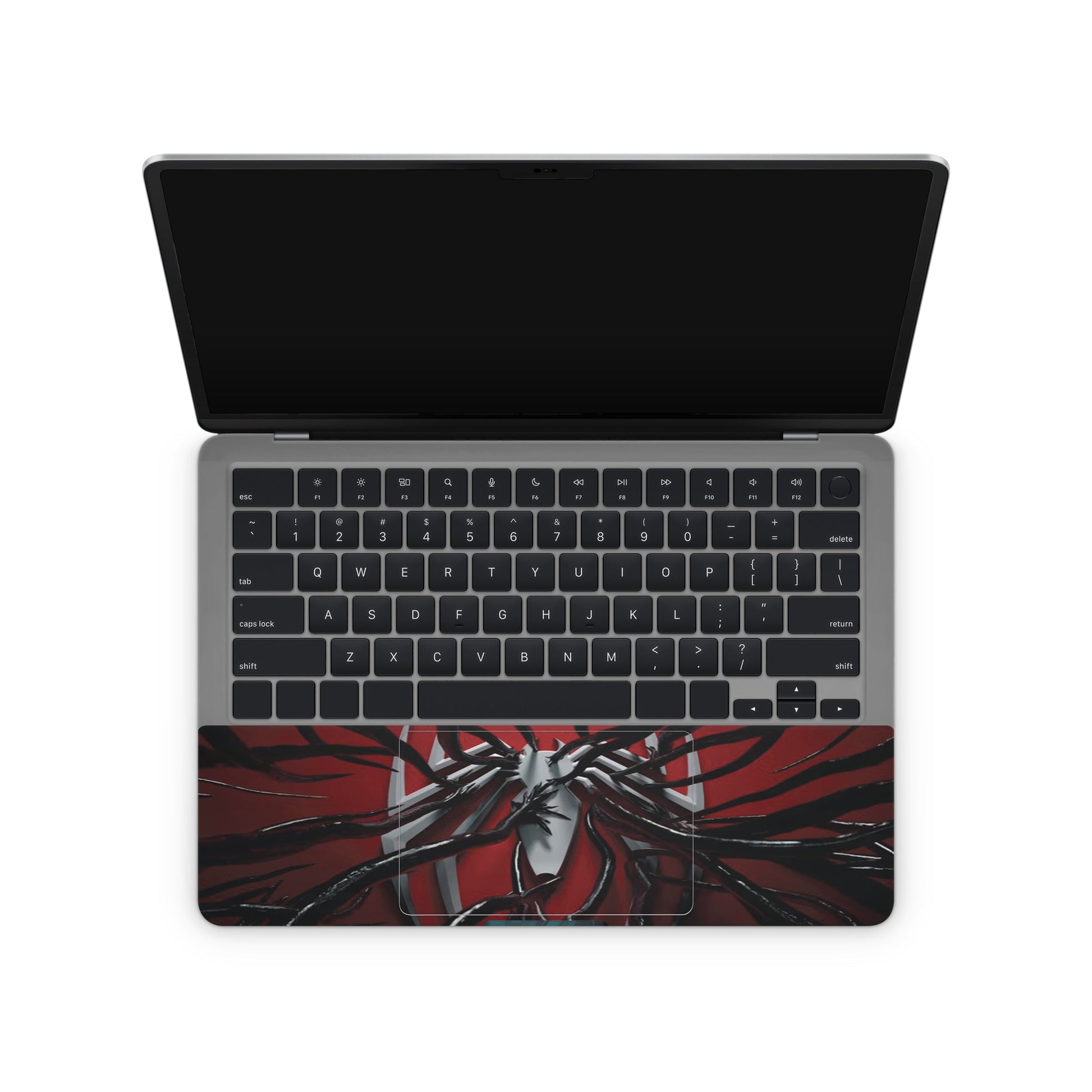 laptop skins with spiderman x venom design on touchpad area