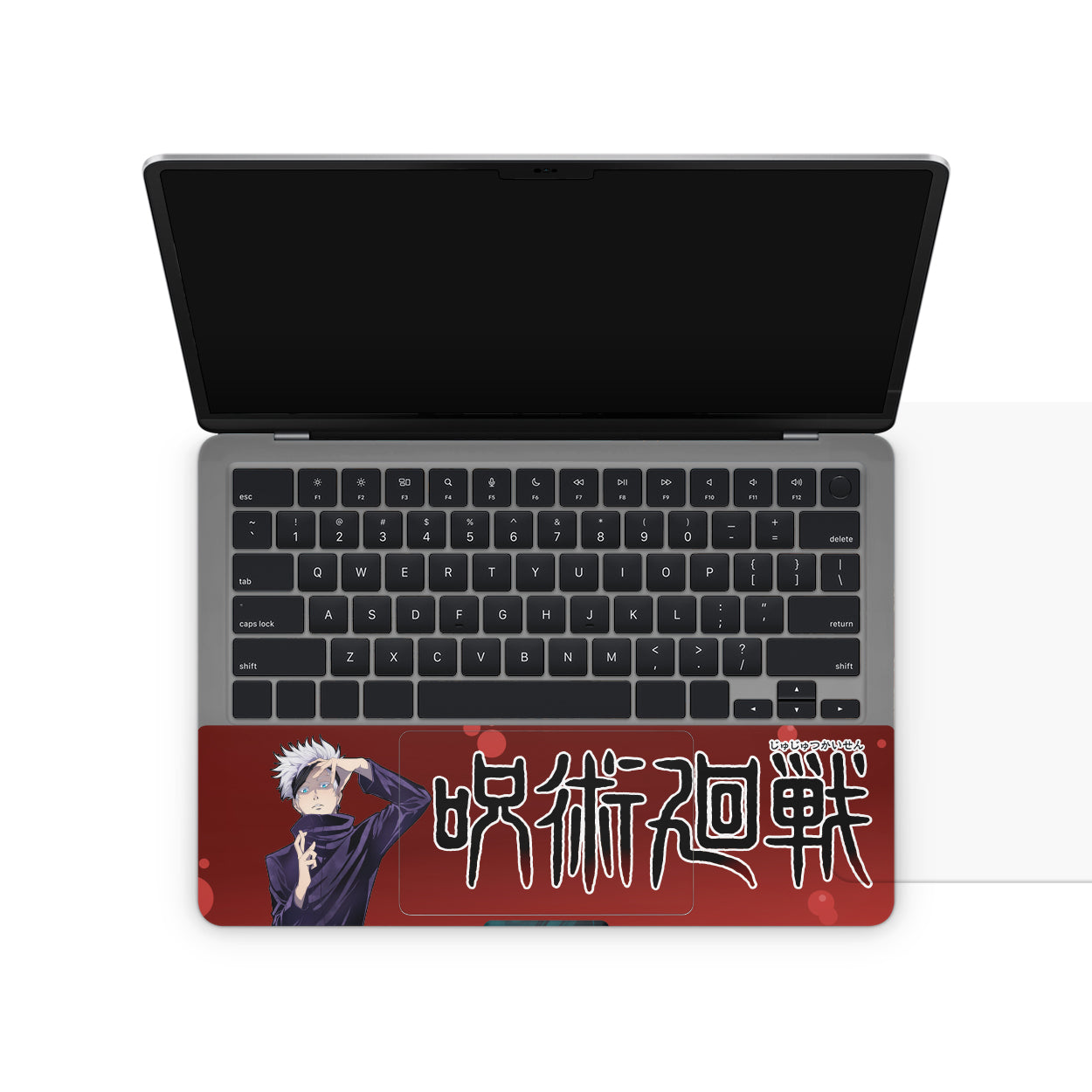 laptop skin with jujutsu kaisen gojo satoru design on touchpad area