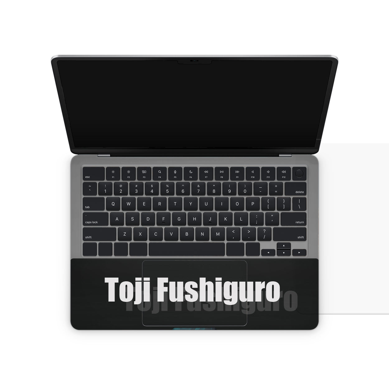 laptop skin with jujutsu kaisen toji fushiguro design on touchpad area