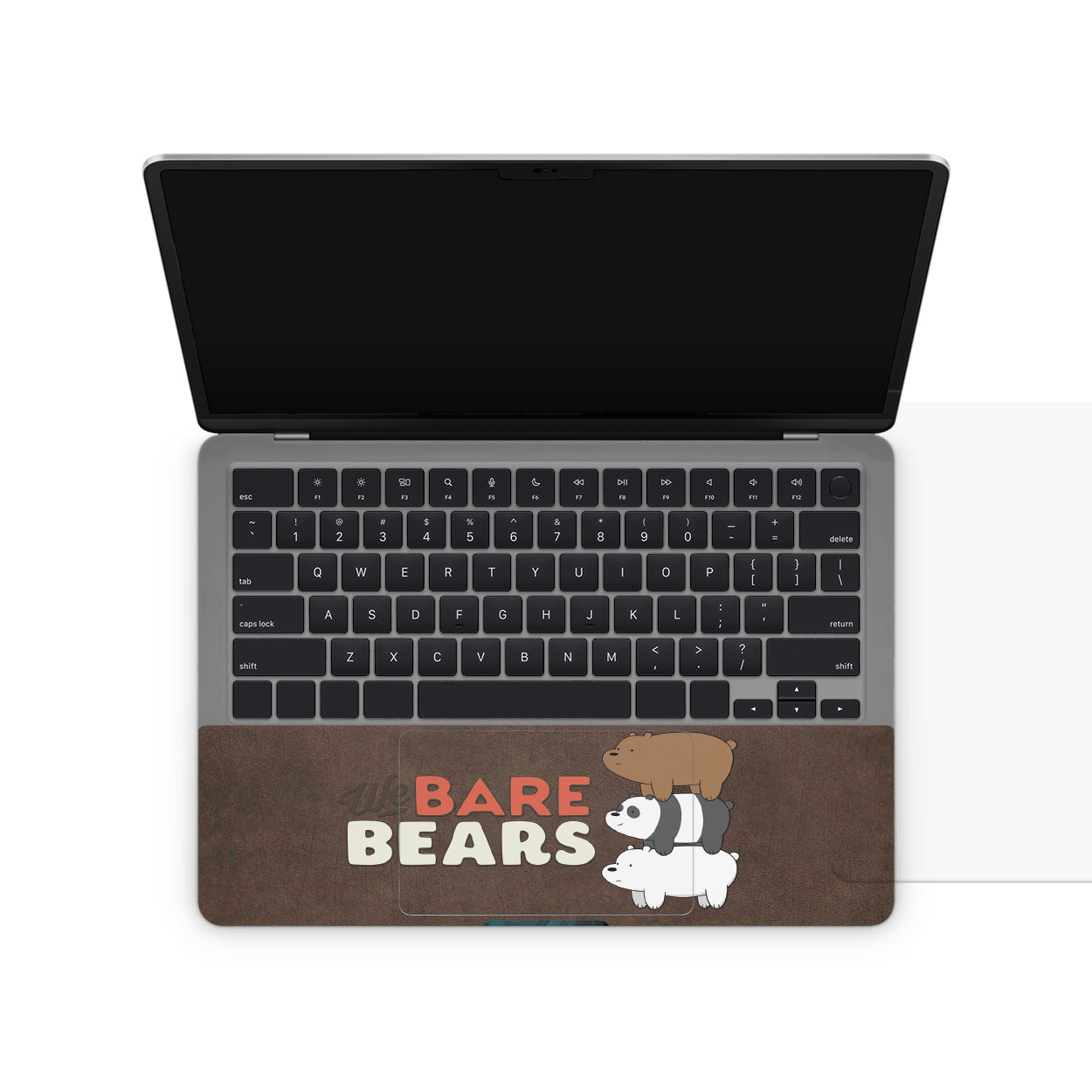 laptop skin with we bare bear cartoon design on touchpad area