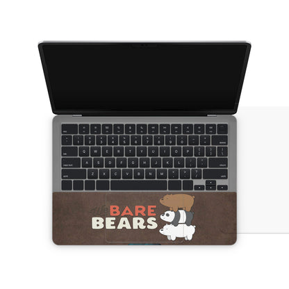 laptop skin with we bare bear cartoon design on touchpad area