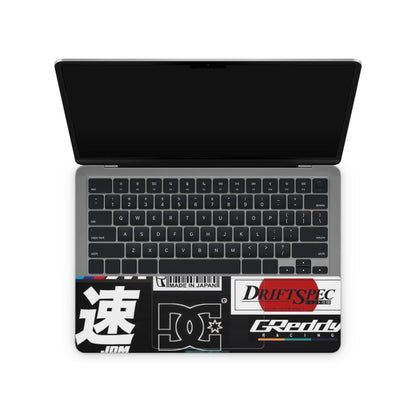 laptop skin - skin with various brand stickers on a white background (inside)