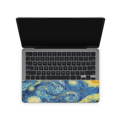 laptop skin with starry nights design on touchpad area