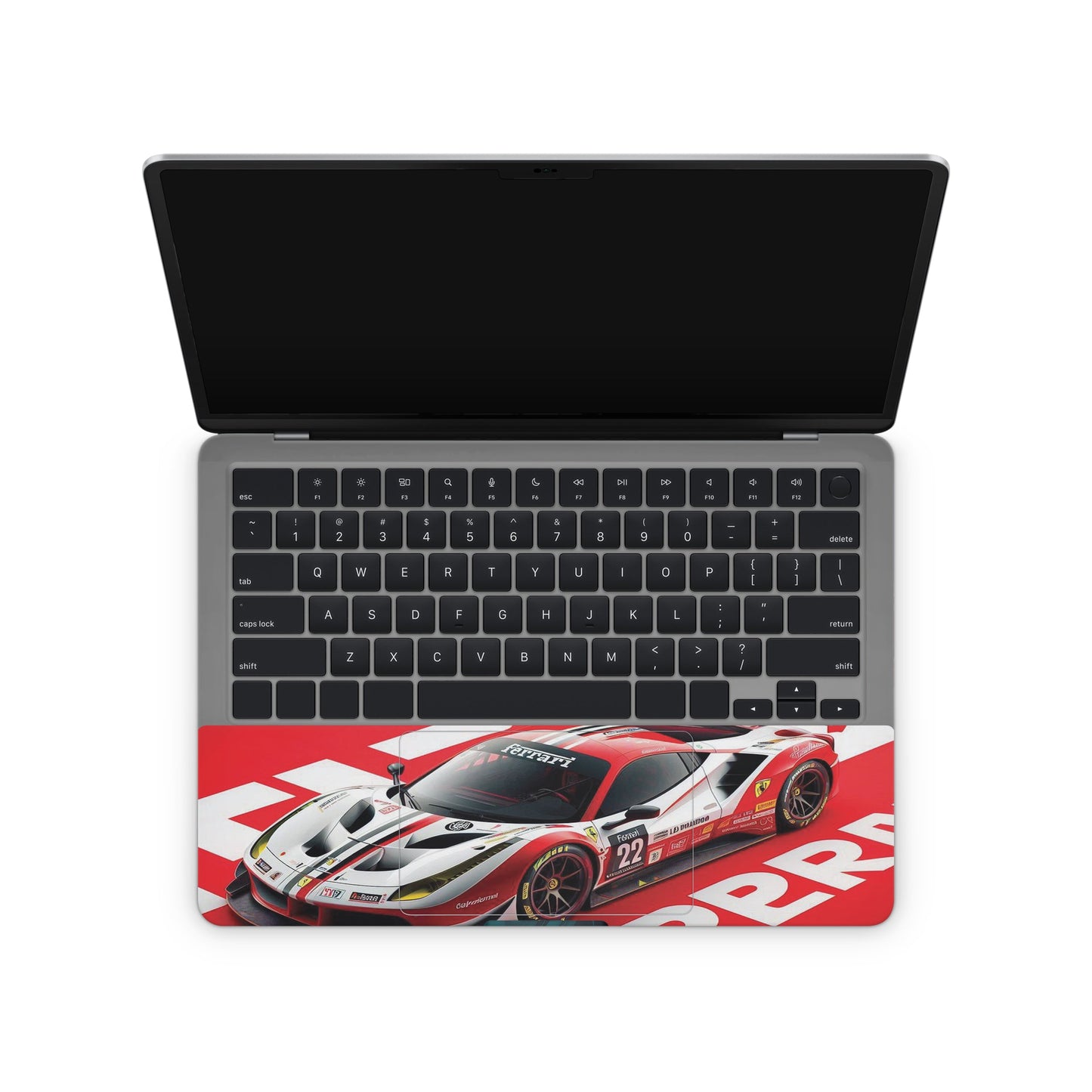 laptop skin red ferrari car design on touchpad area