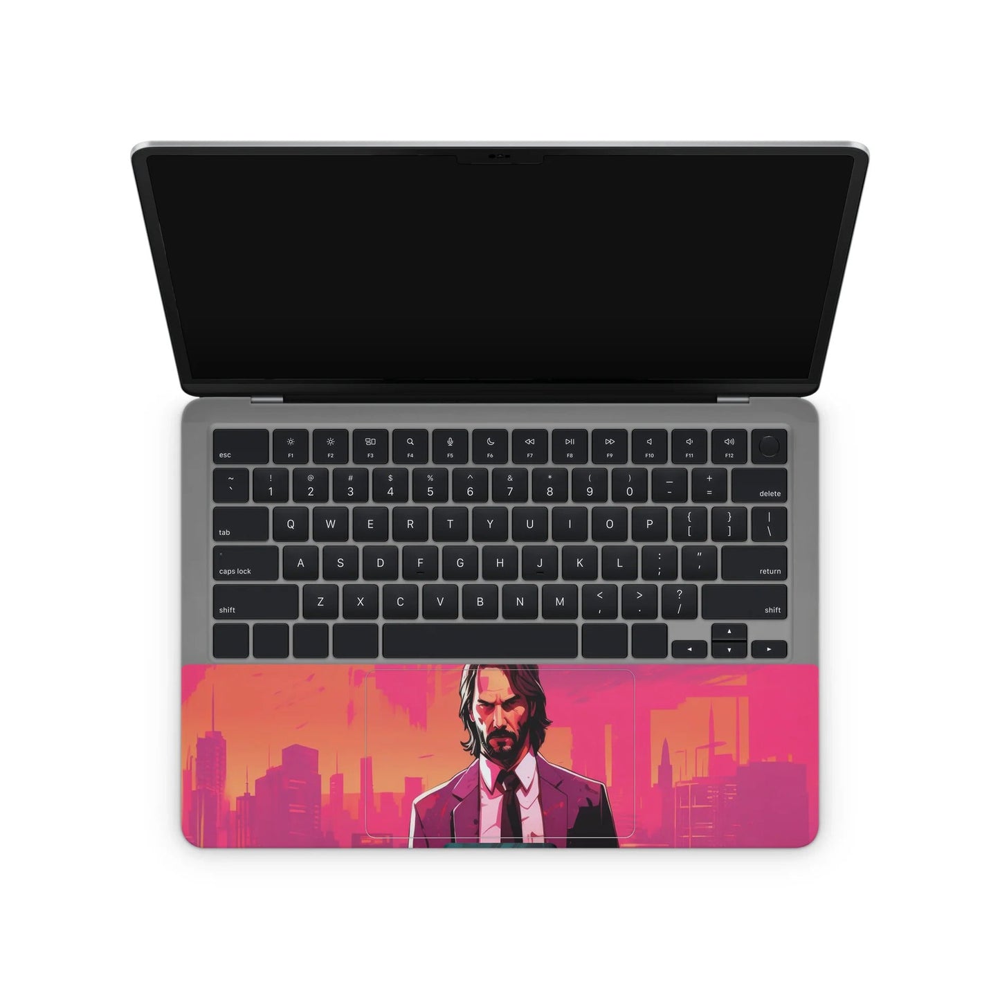 laptop skin with john wick design on touchpad area