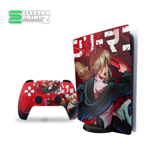 ps5 skins - chainsaw man power design on console and controller