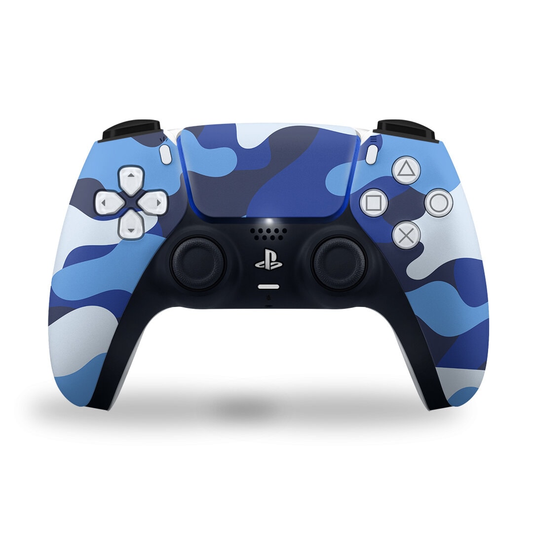 PS5 Blue Camouflag Controller Skin 2x - controller skins