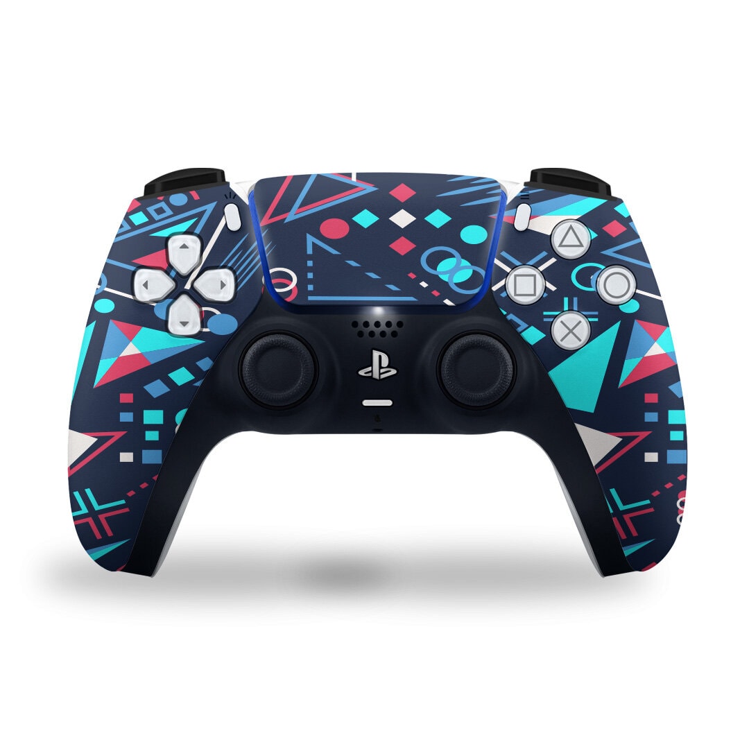 PS5 Blue Geomatric Camouflag Controller Skin 2x - controller skins