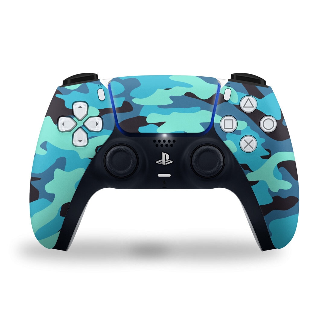 PS5 Blue Military Camouflag Controller Skin 2x - controller skins