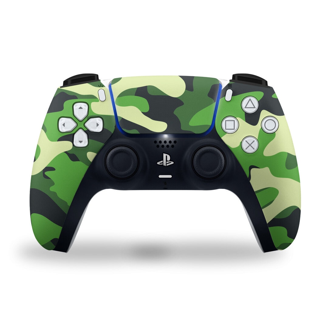 PS5 Green Military Camouflag Controller Skin 2x - controller skins